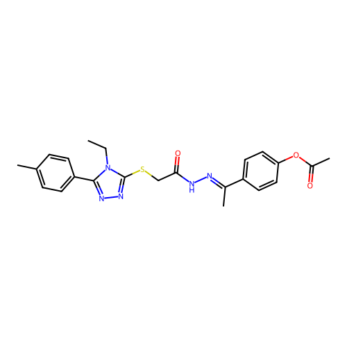 4-{(1E)-1-[2-({[4-ethyl-5-(4-methylphenyl)-4H-1,2,4-triazol-3-yl]sulfanyl}acetyl)hydrazinylidene]ethyl}phenyl acetate structure