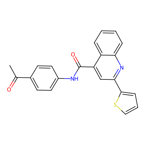 N-(4-acetylphenyl)-2-(thiophen-2-yl)quinoline-4-carboxamide structure