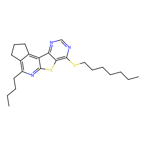 4-butyl-7-(heptylsulfanyl)-2,3-dihydro-1H-cyclopenta[4',5']pyrido[3',2':4,5]thieno[3,2-d]pyrimidine structure