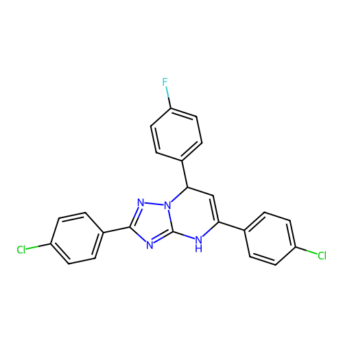 2,5-bis(4-chlorophenyl)-7-(4-fluorophenyl)-1,7-dihydro-[1,2,4]triazolo[1,5-a]pyrimidine structure