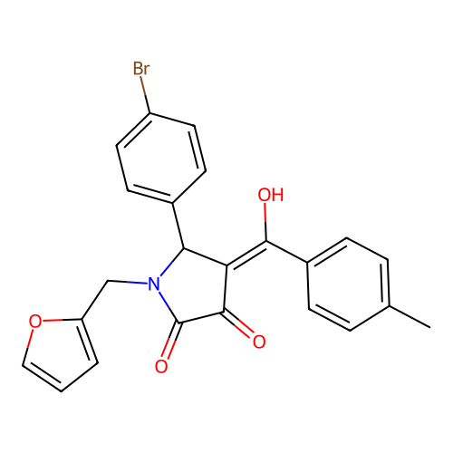 (4E)-5-(4-bromophenyl)-1-(furan-2-ylmethyl)-4-[hydroxy(4-methylphenyl)methylidene]pyrrolidine-2,3-dione structure