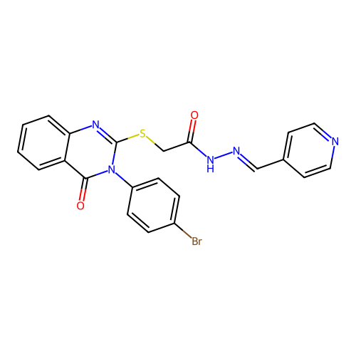 2-{[3-(4-bromophenyl)-4-oxo-3,4-dihydroquinazolin-2-yl]sulfanyl}-N'-[(E)-pyridin-4-ylmethylidene]acetohydrazide structure