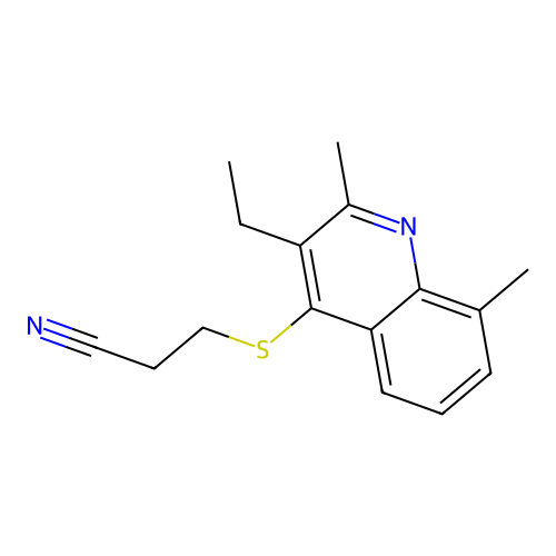 3-[(3-Ethyl-2,8-dimethylquinolin-4-yl)sulfanyl]propanenitrile structure