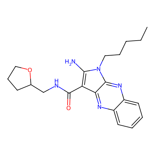 2-amino-1-pentyl-N-(tetrahydrofuran-2-ylmethyl)-1H-pyrrolo[2,3-b]quinoxaline-3-carboxamide structure