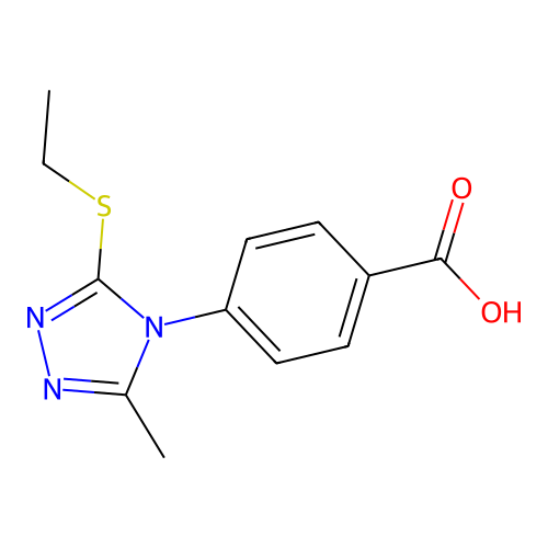 4-[3-(ethylsulfanyl)-5-methyl-4H-1,2,4-triazol-4-yl]benzoic acid structure