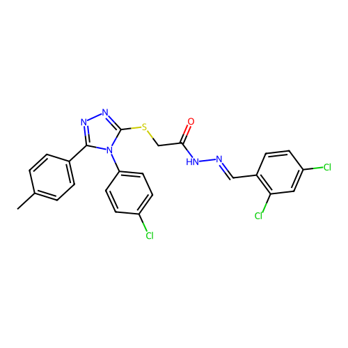 2-{[4-(4-chlorophenyl)-5-(4-methylphenyl)-4H-1,2,4-triazol-3-yl]sulfanyl}-N'-[(E)-(2,4-dichlorophenyl)methylidene]acetohydrazide structure