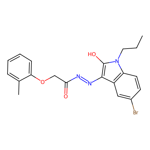 (Z)-N'-(5-bromo-2-oxo-1-propylindolin-3-ylidene)-2-(o-tolyloxy)acetohydrazide structure