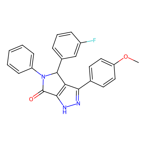4-(3-fluorophenyl)-3-(4-methoxyphenyl)-5-phenyl-4,5-dihydropyrrolo[3,4-c]pyrazol-6(1H)-one structure