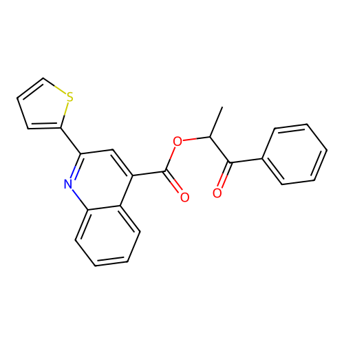 1-Oxo-1-phenylpropan-2-yl 2-(thiophen-2-yl)quinoline-4-carboxylate structure