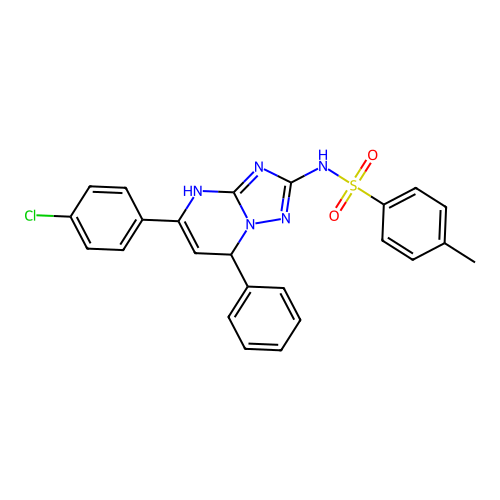 N-[5-(4-chlorophenyl)-7-phenyl-4,7-dihydro[1,2,4]triazolo[1,5-a]pyrimidin-2-yl]-4-methylbenzenesulfonamide structure