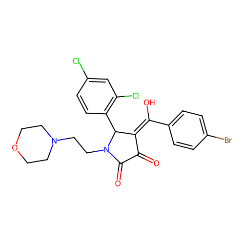 (4E)-4-[(4-bromophenyl)-hydroxymethylidene]-5-(2,4-dichlorophenyl)-1-(2-morpholin-4-ylethyl)pyrrolidine-2,3-dione structure