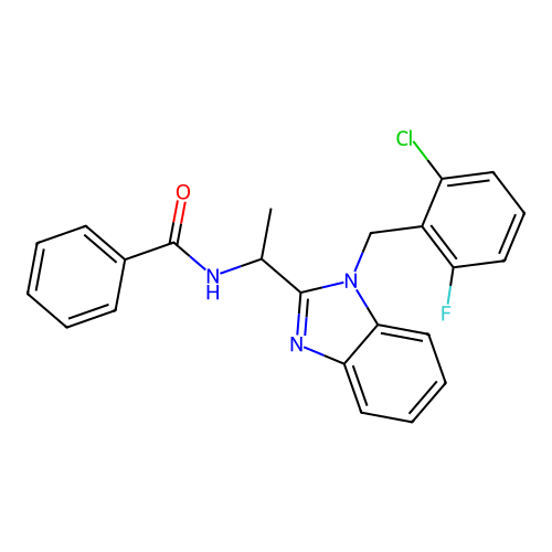 N-{1-[1-(2-chloro-6-fluorobenzyl)-1H-benzimidazol-2-yl]ethyl}benzamide structure