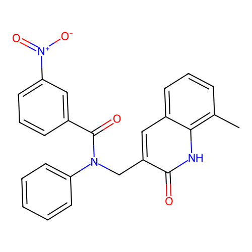 N-((2-hydroxy-8-methylquinolin-3-yl)methyl)-3-nitro-N-phenylbenzamide structure