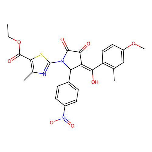 ethyl 2-(3-hydroxy-4-(4-methoxy-2-methylbenzoyl)-5-(4-nitrophenyl)-2-oxo-2,5-dihydro-1H-pyrrol-1-yl)-4-methylthiazole-5-carboxylate structure