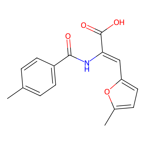 (Z)-2-(4-Methyl-benzoylamino)-3-(5-methyl-furan-2-yl)-acrylic acid structure