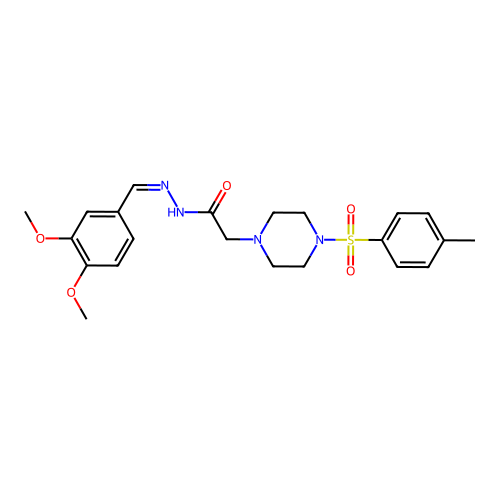 (Z)-N'-(3,4-dimethoxybenzylidene)-2-(4-tosylpiperazin-1-yl)acetohydrazide structure