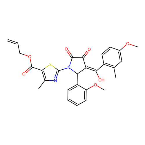prop-2-en-1-yl 2-{3-hydroxy-4-[(4-methoxy-2-methylphenyl)carbonyl]-5-(2-methoxyphenyl)-2-oxo-2,5-dihydro-1H-pyrrol-1-yl}-4-methyl-1,3-thiazole-5-carboxylate structure