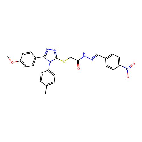 2-{[5-(4-methoxyphenyl)-4-(4-methylphenyl)-4H-1,2,4-triazol-3-yl]sulfanyl}-N'-[(E)-(4-nitrophenyl)methylidene]acetohydrazide structure