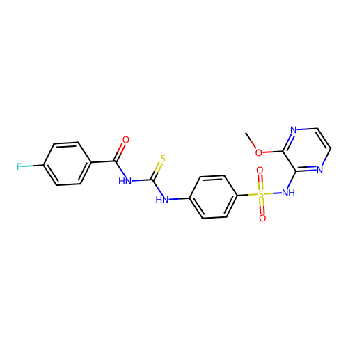 4-fluoro-N-[[4-[(3-methoxypyrazin-2-yl)sulfamoyl]phenyl]carbamothioyl]benzamide structure