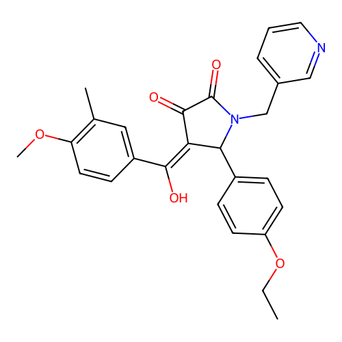 (4E)-5-(4-ethoxyphenyl)-4-[hydroxy-(4-methoxy-3-methylphenyl)methylidene]-1-(pyridin-3-ylmethyl)pyrrolidine-2,3-dione structure