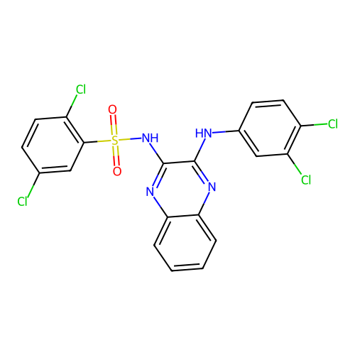 2,5-dichloro-N-(3-((3,4-dichlorophenyl)amino)quinoxalin-2-yl)benzenesulfonamide structure