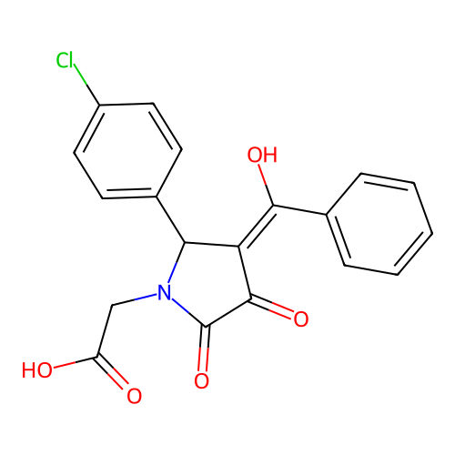 2-[2-(4-chlorophenyl)-3-(hydroxy-phenyl-methylidene)-4,5-dioxo-pyrrolidin-1-yl]acetic Acid structure