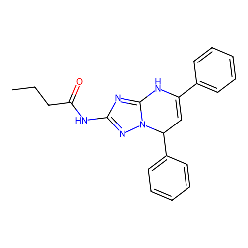 N-(5,7-diphenyl-3,7-dihydro[1,2,4]triazolo[1,5-a]pyrimidin-2-yl)butanamide structure