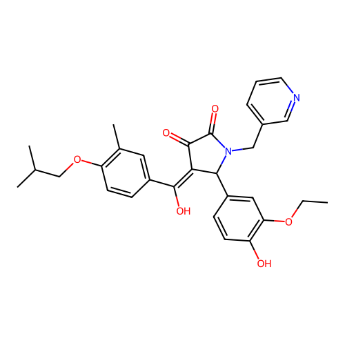 (4E)-5-(3-ethoxy-4-hydroxyphenyl)-4-[hydroxy-[3-methyl-4-(2-methylpropoxy)phenyl]methylidene]-1-(pyridin-3-ylmethyl)pyrrolidine-2,3-dione structure