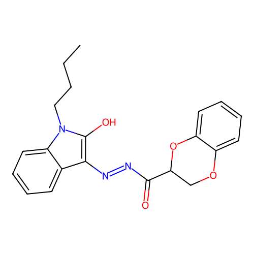2H,3H-benzo[e]1,4-dioxin-2-yl-N-[(1-butyl-2-oxobenzo[d]azolin-3-ylidene)azamet hyl]carboxamide structure