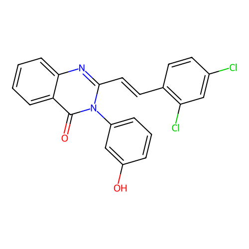 2-[(E)-2-(2,4-dichlorophenyl)ethenyl]-3-(3-hydroxyphenyl)quinazolin-4-one structure