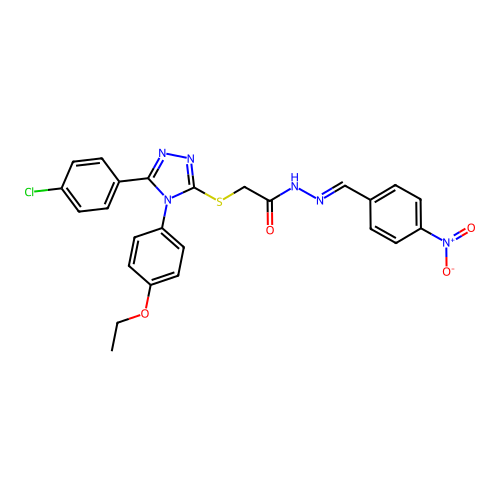 2-{[5-(4-chlorophenyl)-4-(4-ethoxyphenyl)-4H-1,2,4-triazol-3-yl]sulfanyl}-N'-[(E)-(4-nitrophenyl)methylidene]acetohydrazide structure