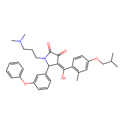 (4E)-1-[3-(dimethylamino)propyl]-4-[hydroxy-[2-methyl-4-(2-methylpropoxy)phenyl]methylidene]-5-(3-phenoxyphenyl)pyrrolidine-2,3-dione structure