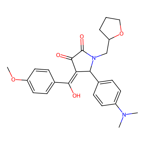 (4E)-5-(4-dimethylaminophenyl)-4-[hydroxy-(4-methoxyphenyl)methylidene]-1-(oxolan-2-ylmethyl)pyrrolidine-2,3-dione structure