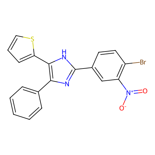 2-(4-bromo-3-nitrophenyl)-5-phenyl-4-(thiophen-2-yl)-1H-imidazole structure