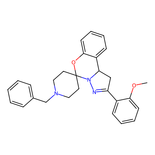 1'-benzyl-2-(2-methoxyphenyl)-1,10b-dihydrospiro[benzo[e]pyrazolo[1,5-c][1,3]oxazine-5,4'-piperidine] structure