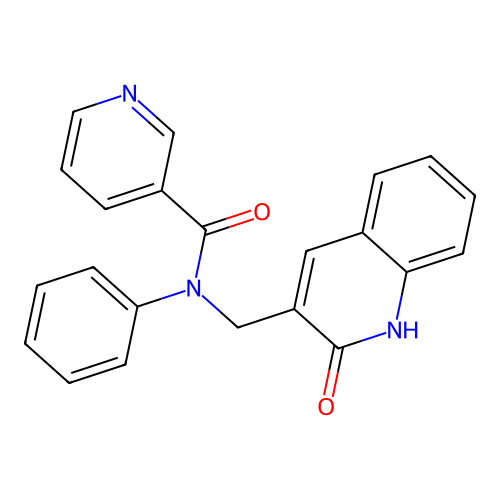 N-[(2-oxo-1H-quinolin-3-yl)methyl]-N-phenylpyridine-3-carboxamide structure