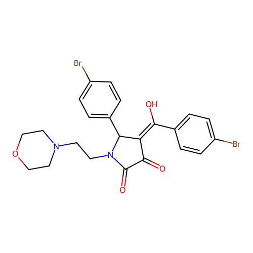 (4E)-5-(4-bromophenyl)-4-[(4-bromophenyl)-hydroxymethylidene]-1-(2-morpholin-4-ylethyl)pyrrolidine-2,3-dione structure