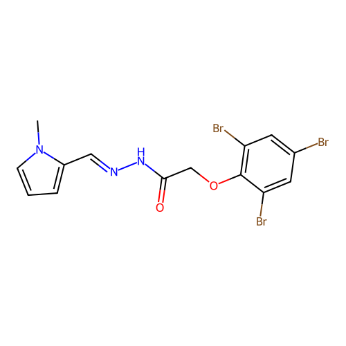 N'-[(E)-(1-methyl-1H-pyrrol-2-yl)methylidene]-2-(2,4,6-tribromophenoxy)acetohydrazide structure