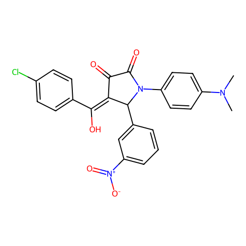 (4E)-4-[(4-chlorophenyl)-hydroxymethylidene]-1-(4-dimethylaminophenyl)-5-(3-nitrophenyl)pyrrolidine-2,3-dione structure