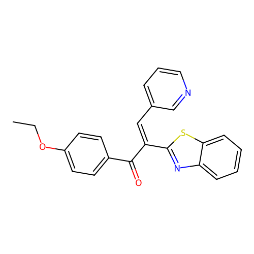 (2Z)-2-benzothiazol-2-yl-1-(4-ethoxyphenyl)-3-(3-pyridyl)prop-2-en-1-one structure