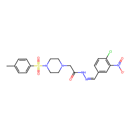 N'-[(Z)-(4-chloro-3-nitrophenyl)methylidene]-2-{4-[(4-methylphenyl)sulfonyl]piperazin-1-yl}acetohydrazide structure