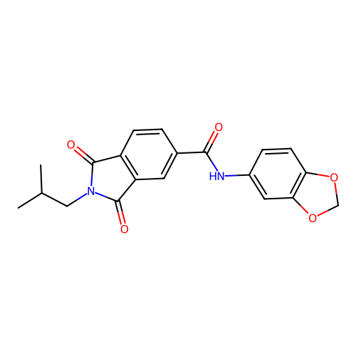 N-(1,3-benzodioxol-5-yl)-2-(2-methylpropyl)-1,3-dioxoisoindole-5-carboxamide structure