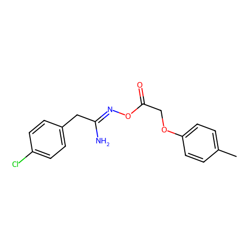(1Z)-2-(4-chlorophenyl)-N'-{[(4-methylphenoxy)acetyl]oxy}ethanimidamide structure