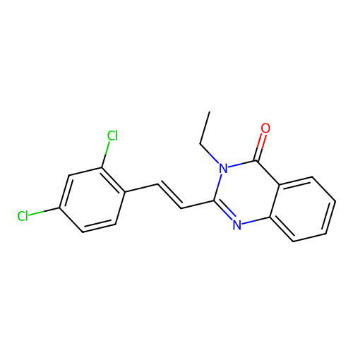 2-[(E)-2-(2,4-dichlorophenyl)ethenyl]-3-ethylquinazolin-4-one structure