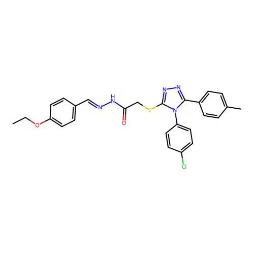 2-{[4-(4-chlorophenyl)-5-(4-methylphenyl)-4H-1,2,4-triazol-3-yl]sulfanyl}-N'-[(E)-(4-ethoxyphenyl)methylidene]acetohydrazide structure