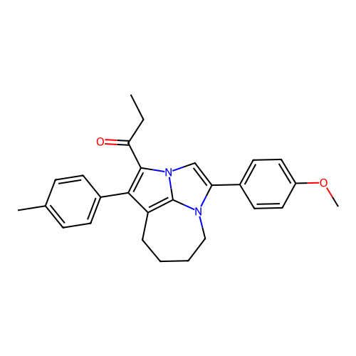 1-(4-(4-methoxyphenyl)-1-(p-tolyl)-5,6,7,8-tetrahydro-2a,4a-diazacyclopenta[cd]azulen-2-yl)propan-1-one structure