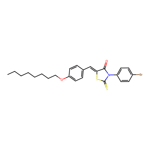 (5Z)-3-(4-bromophenyl)-5-[4-(octyloxy)benzylidene]-2-thioxo-1,3-thiazolidin-4-one structure