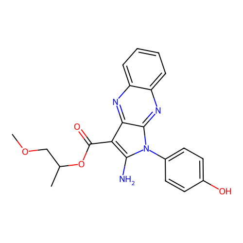1-methoxypropan-2-yl 2-amino-1-(4-hydroxyphenyl)-1H-pyrrolo[2,3-b]quinoxaline-3-carboxylate structure