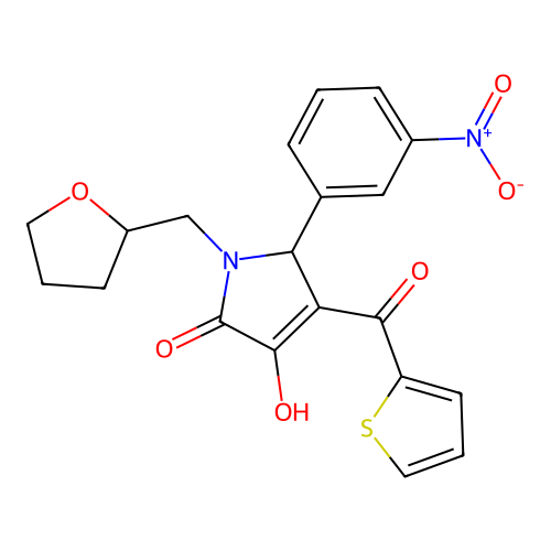 3-hydroxy-5-(3-nitrophenyl)-1-((tetrahydrofuran-2-yl)methyl)-4-(thiophene-2-carbonyl)-1h-pyrrol-2(5h)-one structure