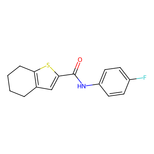 N-(4-fluorophenyl)-4,5,6,7-tetrahydro-1-benzothiophene-2-carboxamide structure